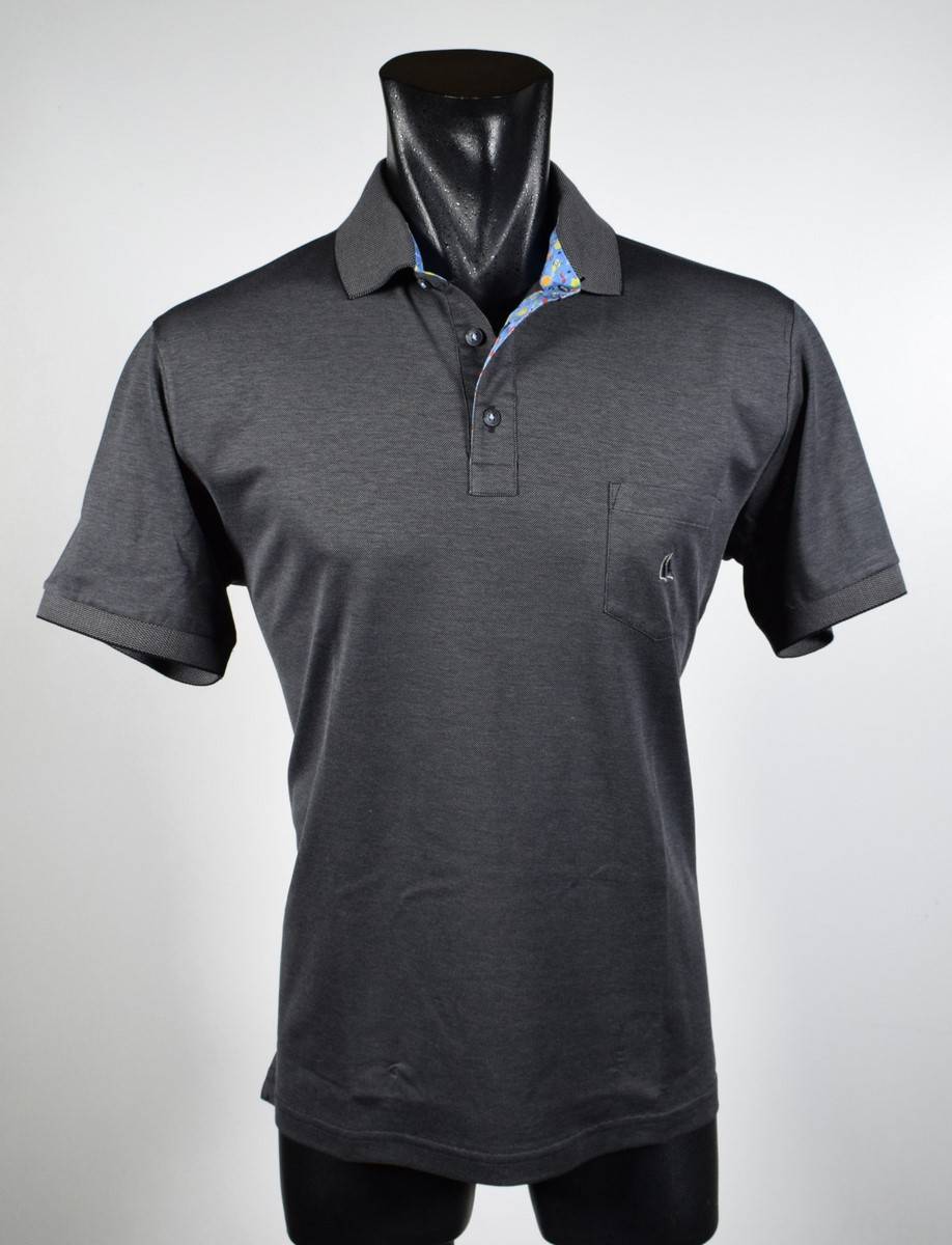 Vela Blu Polo nera velablu in filo di scozia modern fit Enormi risparmi