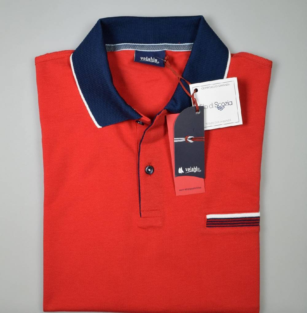 Vela Blu Polo vela blu in filo di scozia rossa modern fit ACQUISTA ORA