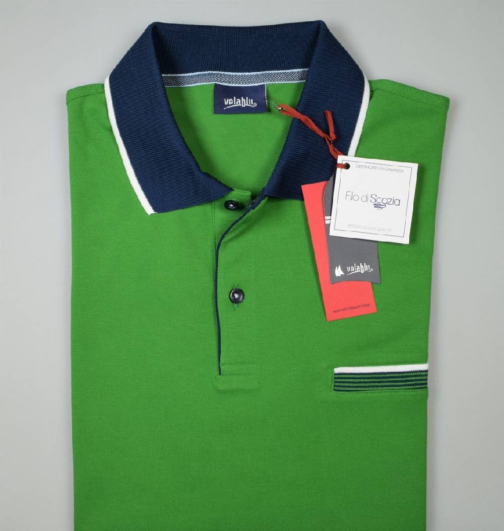 Vela Blu Polo vela blu in filo di scozia verde modern fit Latest stili