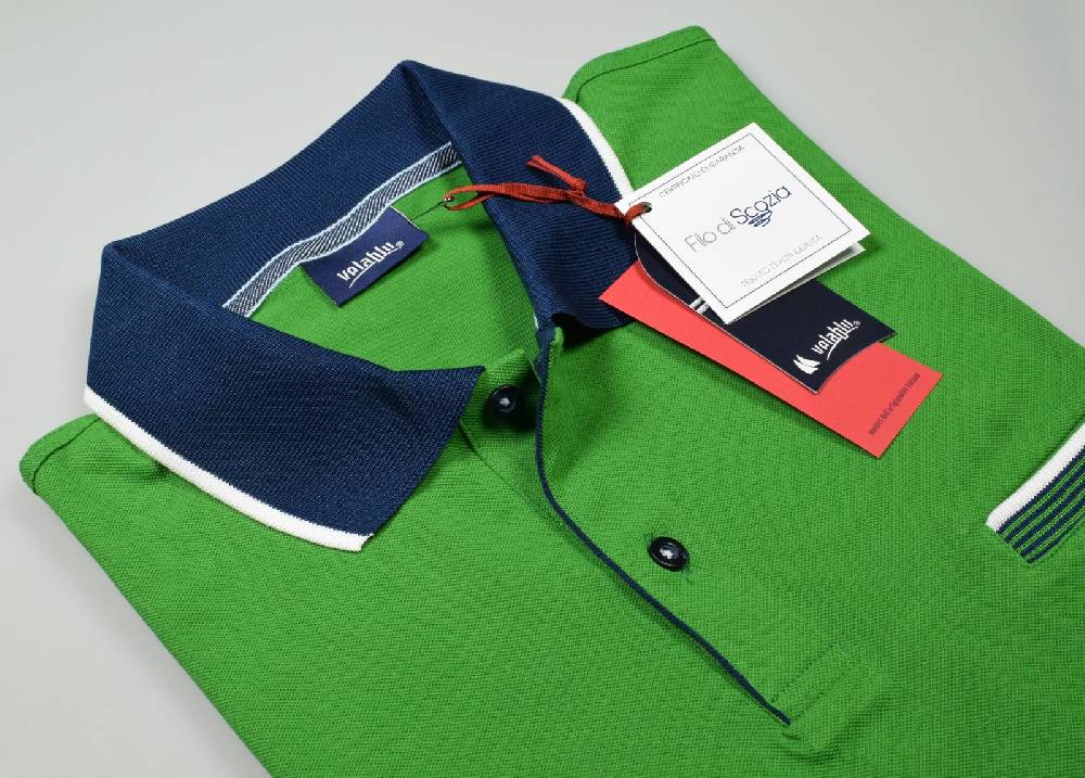 Vela Blu Polo vela blu in filo di scozia verde modern fit Latest stili
