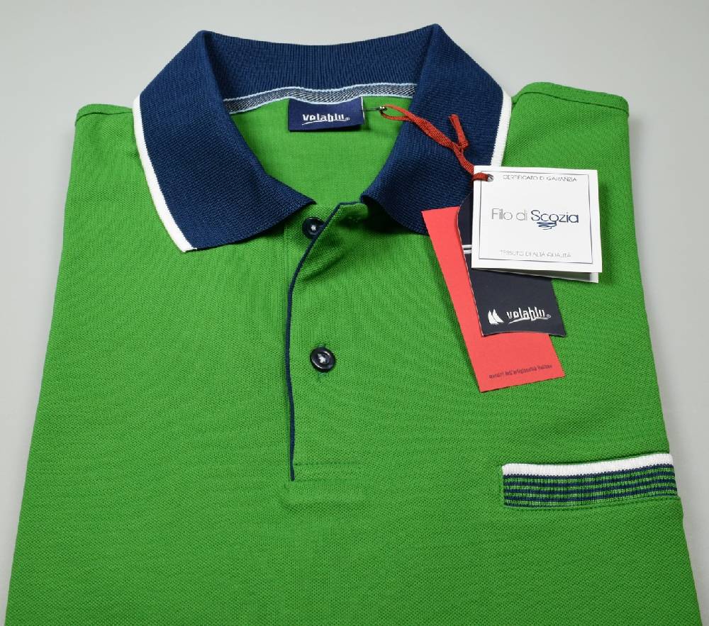 Vela Blu Polo vela blu in filo di scozia verde modern fit Latest stili