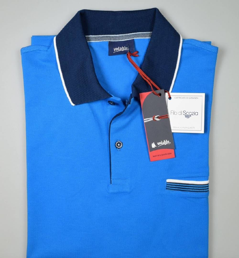 Vela Blu Polo vela blu in filo di scozia turchese modern fit Ultimi due giorni