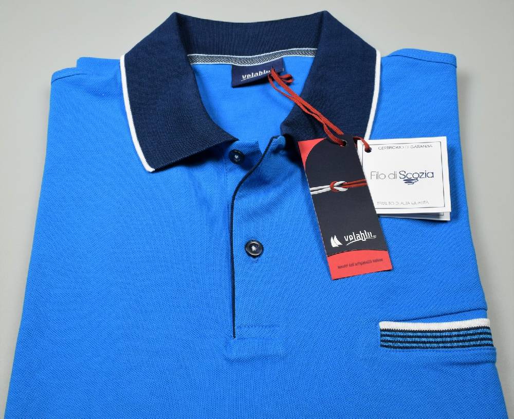 Vela Blu Polo vela blu in filo di scozia turchese modern fit Ultimi due giorni