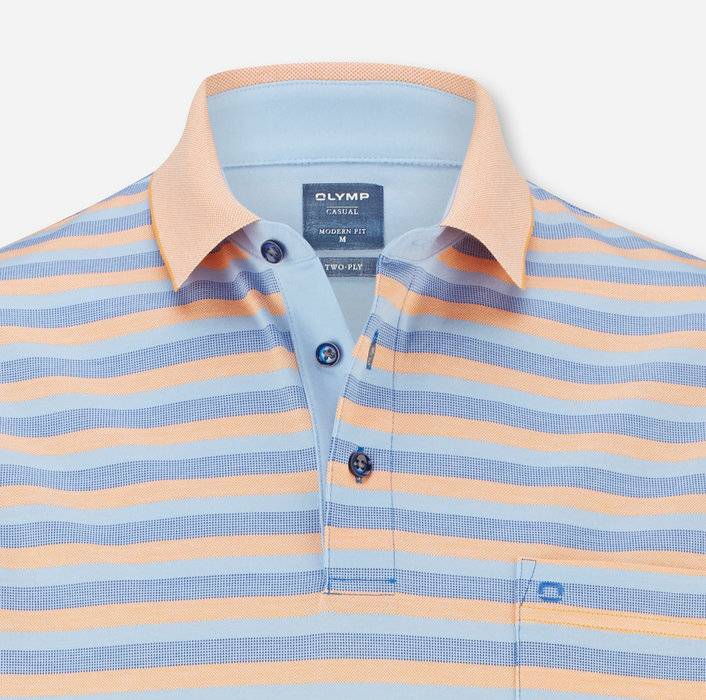 Olymp Polo a righe con taschino in cotone mercerizzato olymp Fino al 50% di sconto