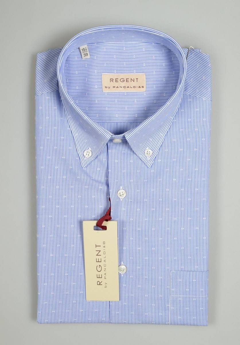 Regent by Pancaldi Camicia mezza manica pancaldi regular fit a righe azzurro Offerta speciale della fabbrica