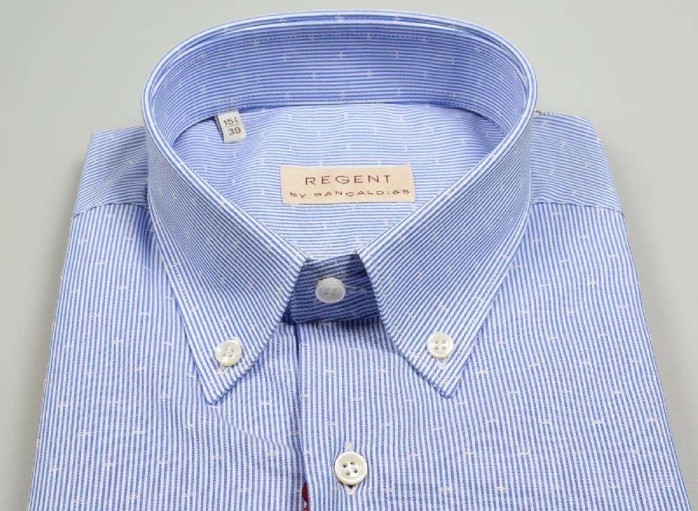Regent by Pancaldi Camicia mezza manica pancaldi regular fit a righe azzurro Offerta speciale della fabbrica