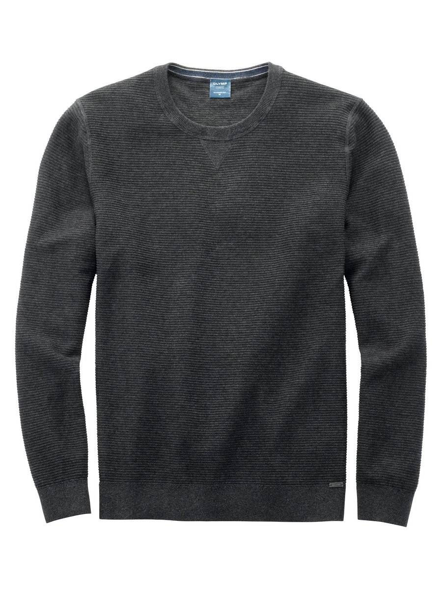 Olymp Maglione girocollo olymp grigio antracite in cotone bio modern fit Consegna Veloce