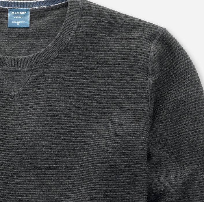 Olymp Maglione girocollo olymp grigio antracite in cotone bio modern fit Consegna Veloce