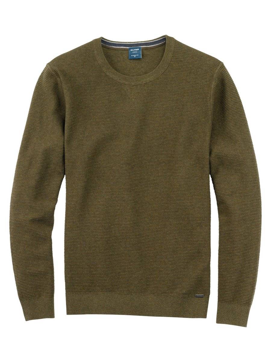 Olymp Maglione girocollo olymp verde oliva in cotone bio modern fit Promozione Limitata