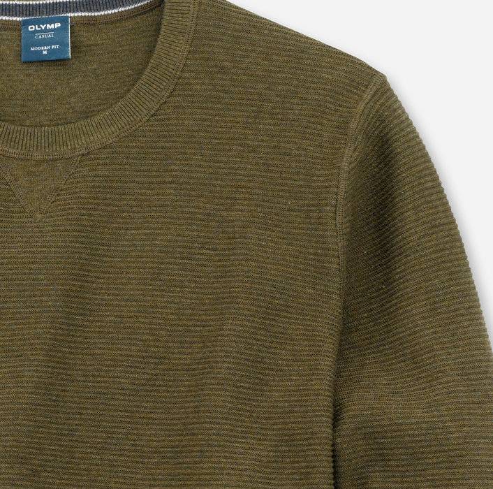 Olymp Maglione girocollo olymp verde oliva in cotone bio modern fit Promozione Limitata