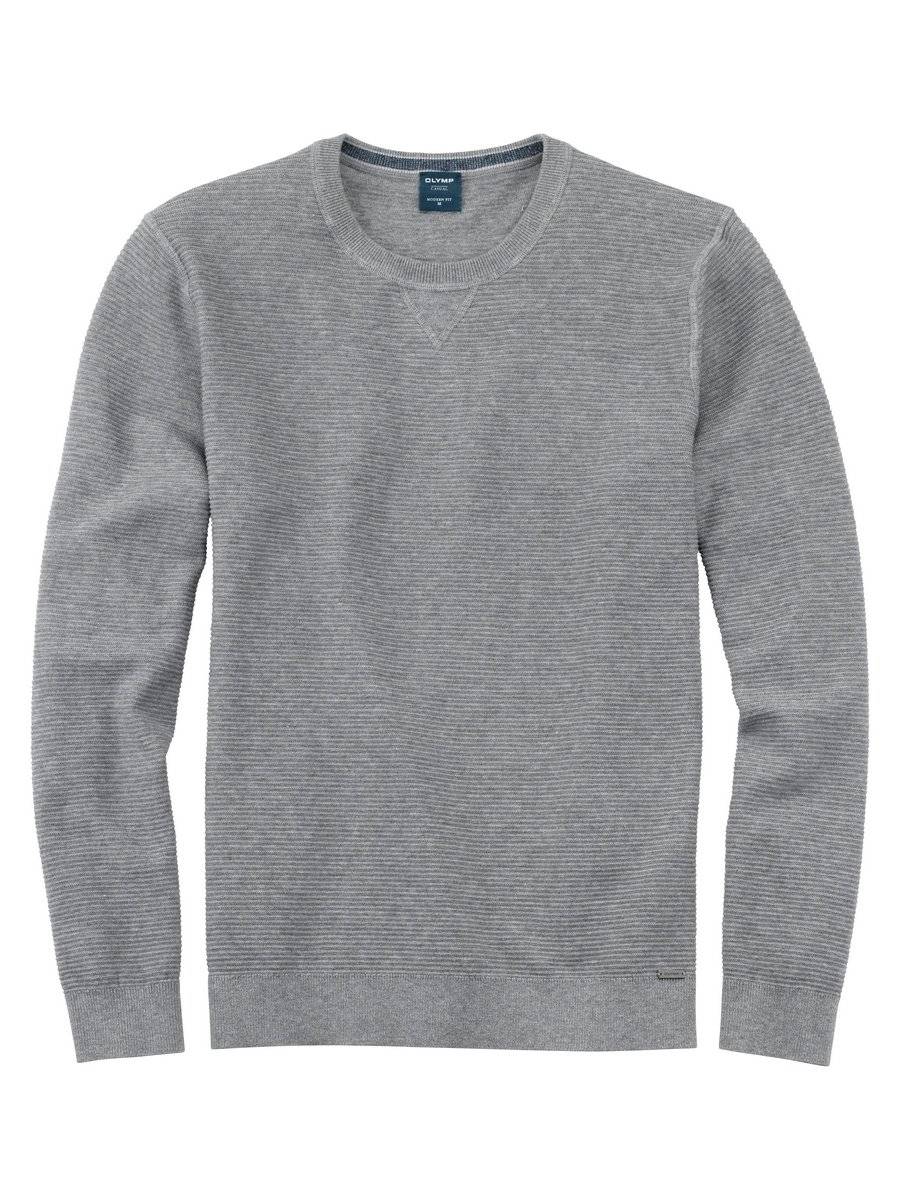 Olymp Maglione girocollo olymp grigio in cotone bio modern fit Fino Al -60%