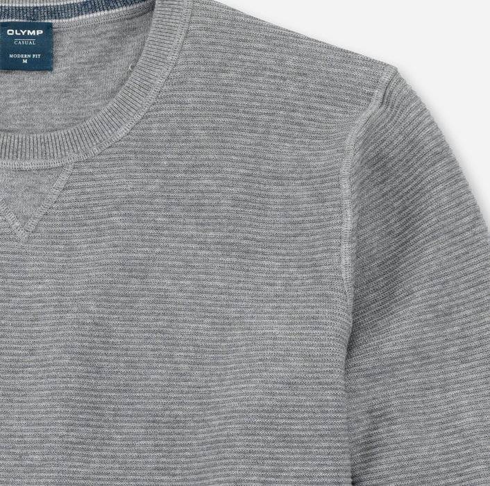 Olymp Maglione girocollo olymp grigio in cotone bio modern fit Fino Al -60%