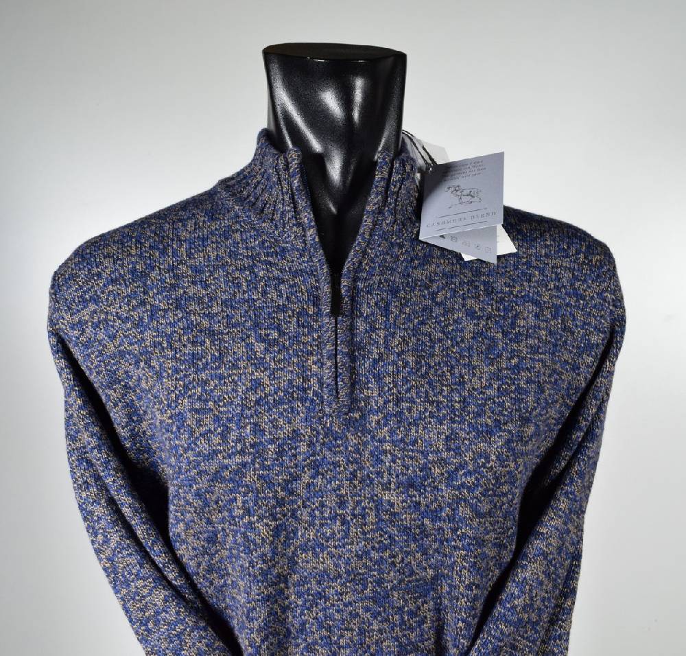 Cavalieri Milano Lupetto marrone con zip lana cashmere e seta classic fit Sconto