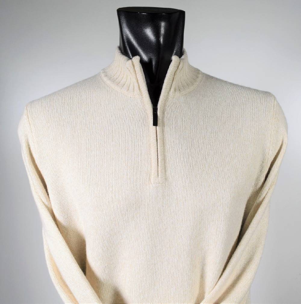 Cavalieri Milano Lupetto beige con zip lana cashmere e seta classic fit Offerta