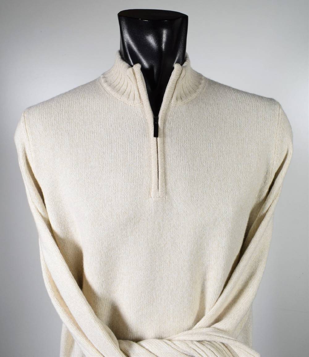 Cavalieri Milano Lupetto beige con zip lana cashmere e seta classic fit Offerta