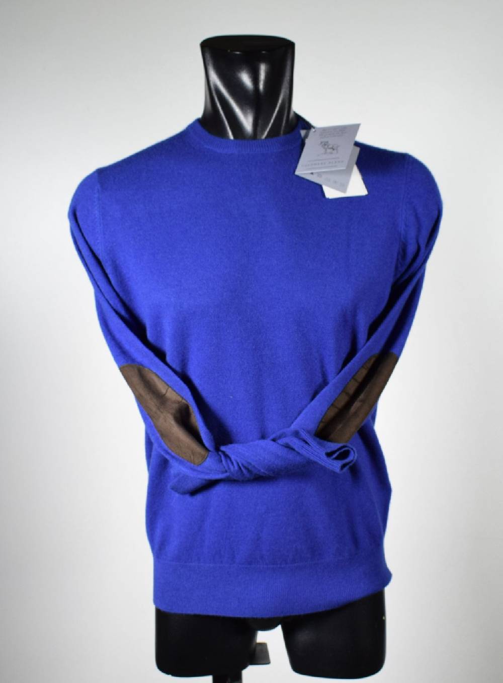 Cavalieri Milano Girocollo azzurro con toppe in ecopelle Economico
