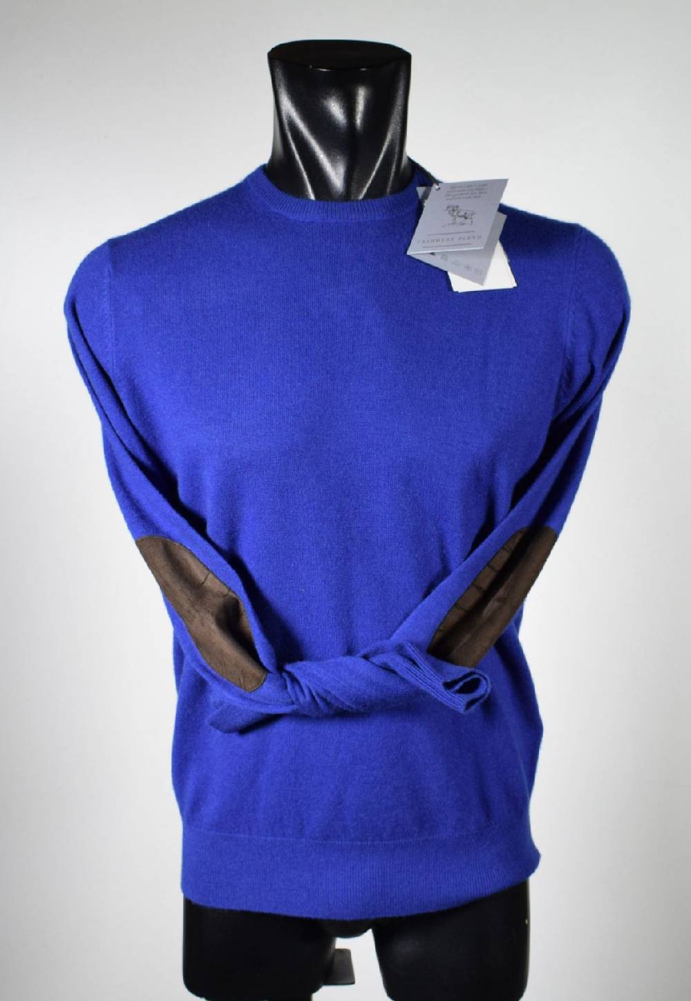 Cavalieri Milano Girocollo azzurro con toppe in ecopelle Economico