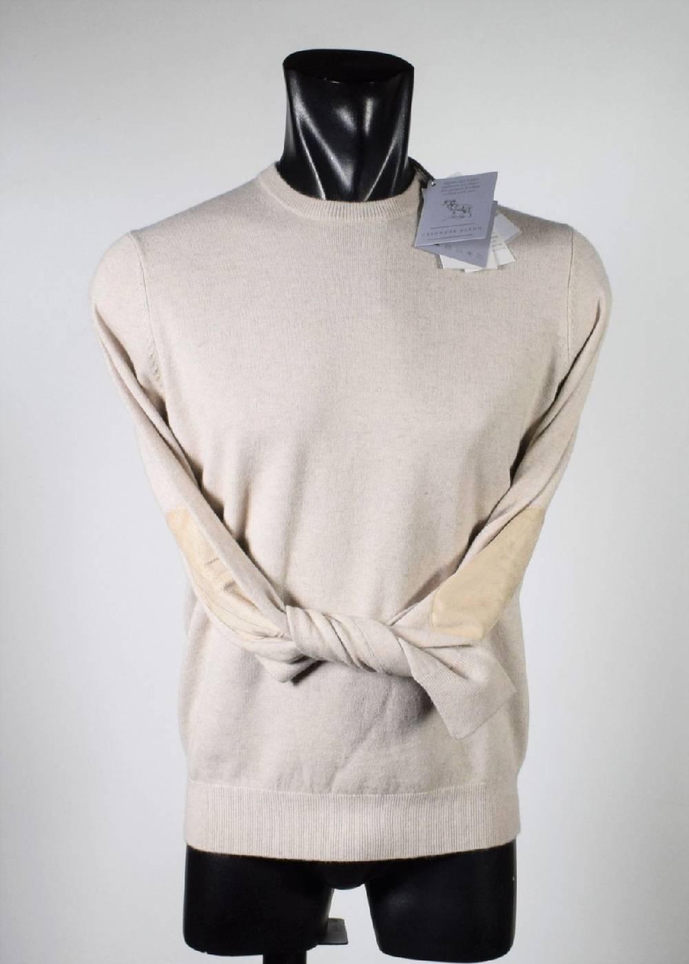 Cavalieri Milano Girocollo beige con toppe in ecopelle Online