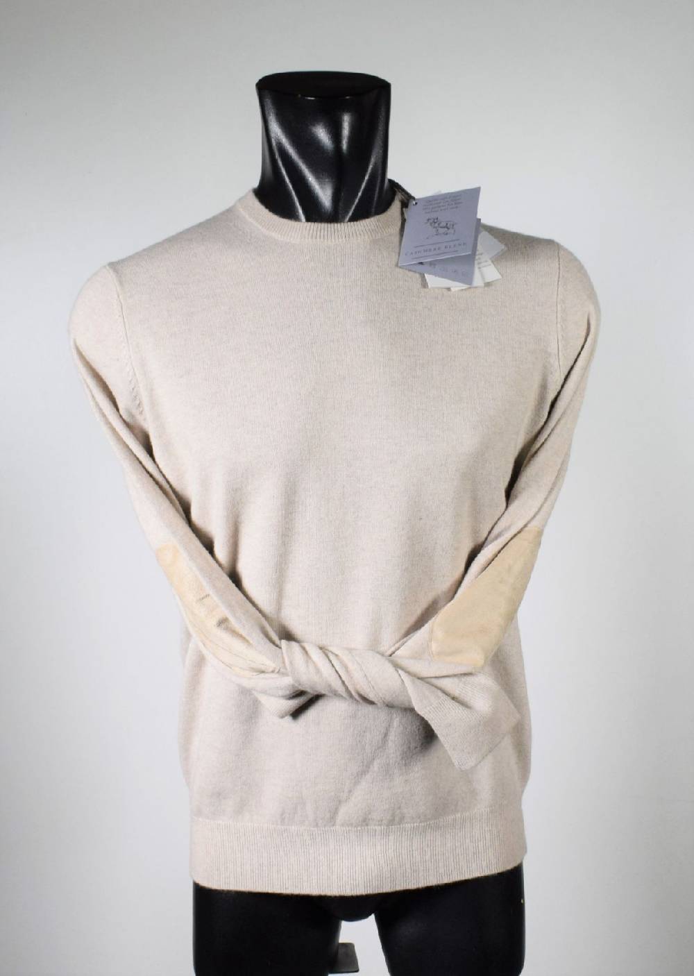 Cavalieri Milano Girocollo beige con toppe in ecopelle Online