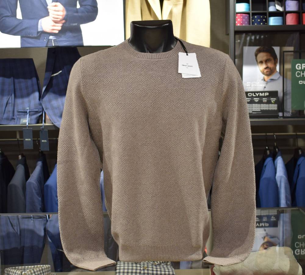 Gran Sasso Maglione girocollo gran sasso beige lana merinos extrafine Offerte