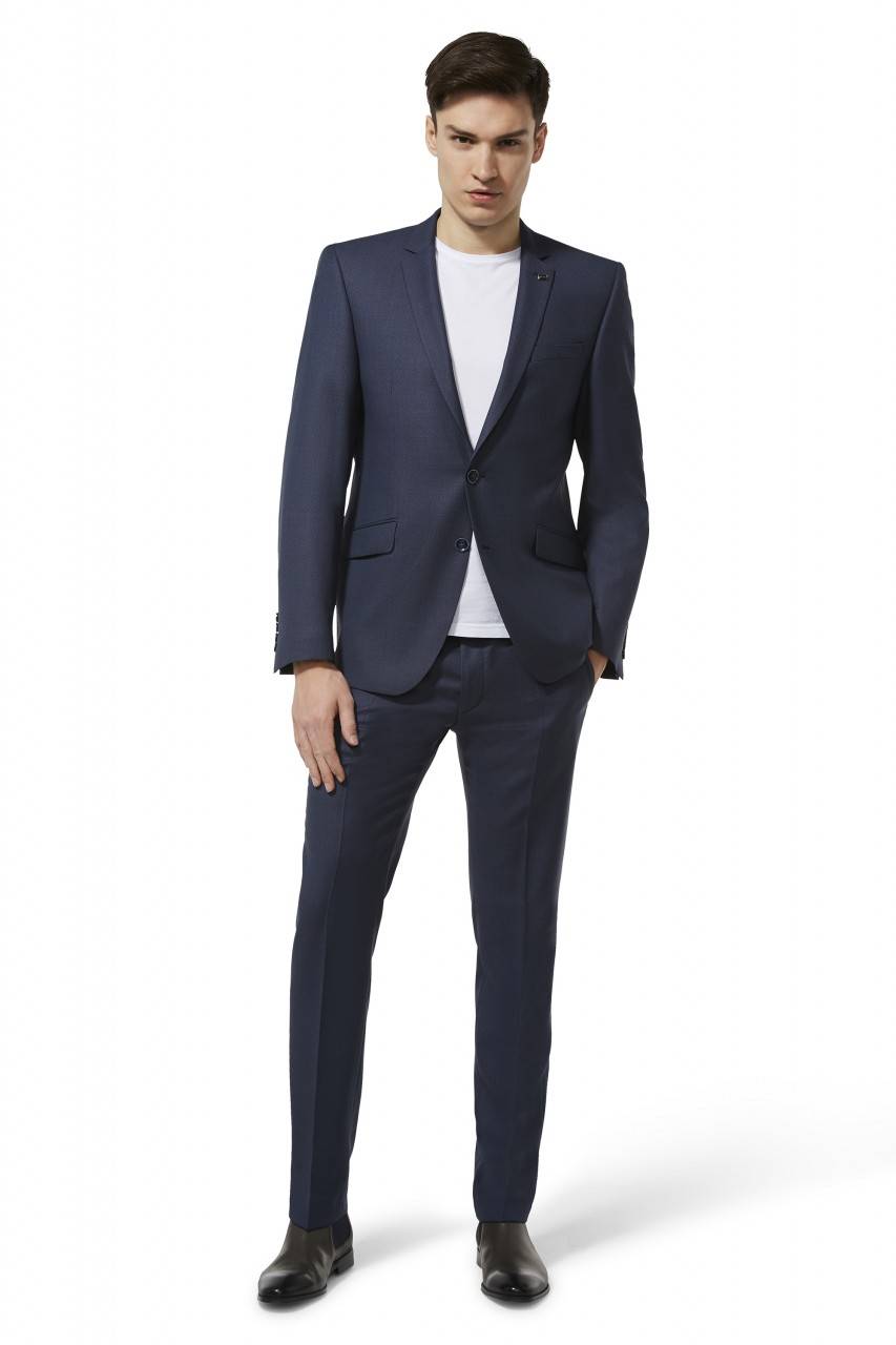 Digel Abito blu medio drop quattro corto slim fit digel in lana reda super 110's Vendita Calda