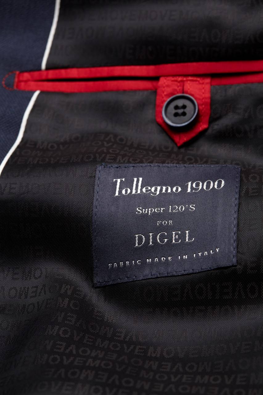 Digel Abito drop quattro corto slim fit digel pura lana tollegno super 120's blu e grigio Vendite Flash