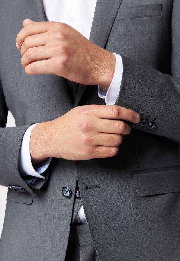 Roy Robson Abito in lana bi-stretch grigio medio roy robson con gilet Fornitura limitata