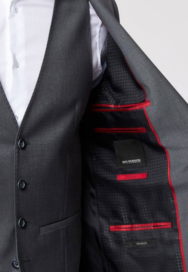 Roy Robson Abito in lana bi-stretch grigio medio roy robson con gilet Fornitura limitata
