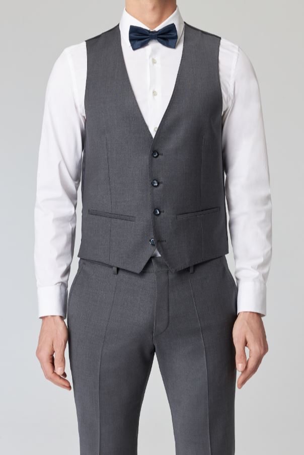 Roy Robson Abito in lana bi-stretch grigio medio roy robson con gilet Fornitura limitata