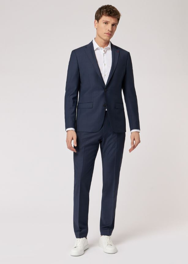 Roy Robson Abito slim fit roy robson blu a quadri lana stretch Offerta esclusiva