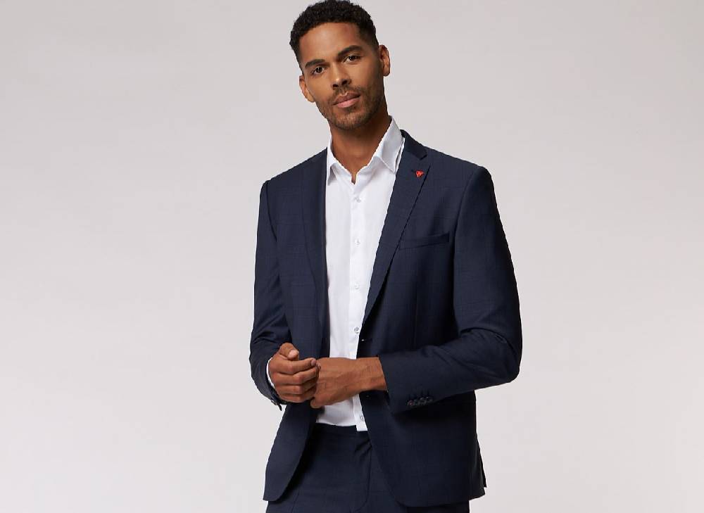 Roy Robson Abito blu a quadri roy robson extra slim fit in lana bi-stretch Offerta natalizia