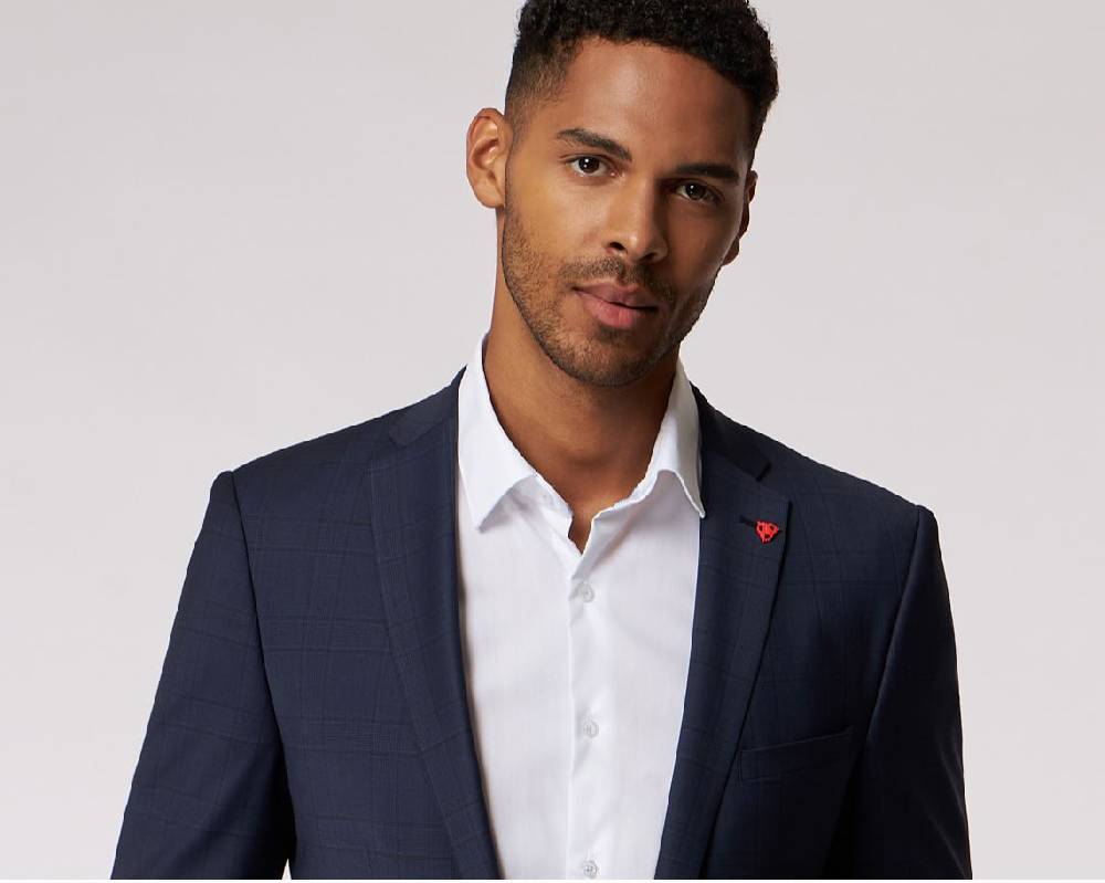 Roy Robson Abito blu a quadri roy robson extra slim fit in lana bi-stretch Offerta natalizia
