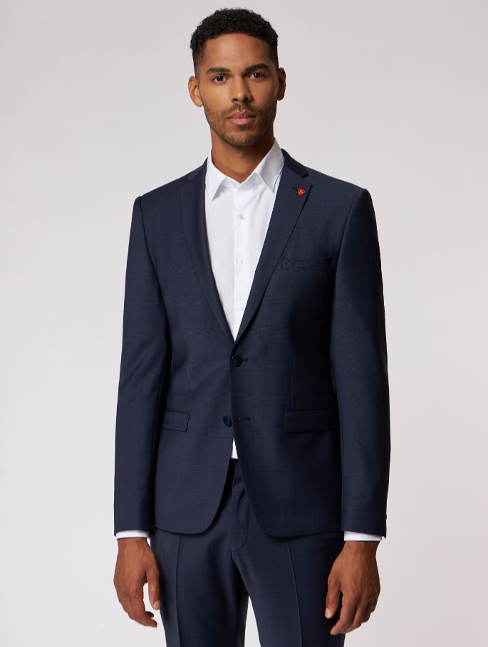 Roy Robson Abito blu a quadri roy robson extra slim fit in lana bi-stretch Offerta natalizia