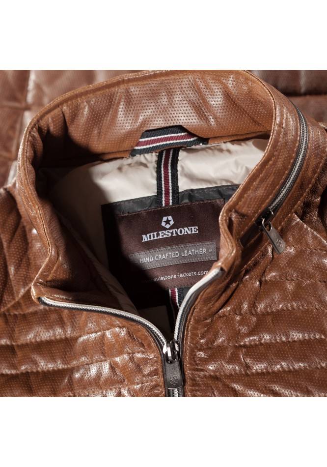 Milestone Giacca milestone cognac in pelle traforata con imbottitura settantacinque grammi Comprane uno, ottenene uno gratis