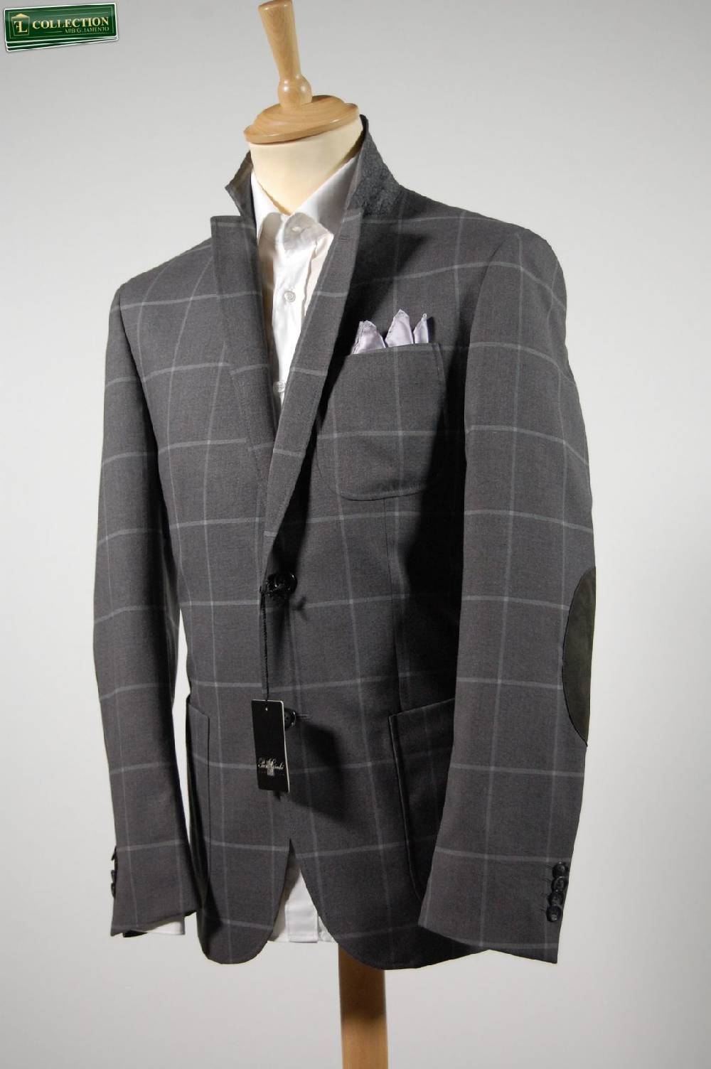 Piero Giachi Giacca blazer a quadri grigio con toppe piero giachi Discount Store per i nuovi prodotti