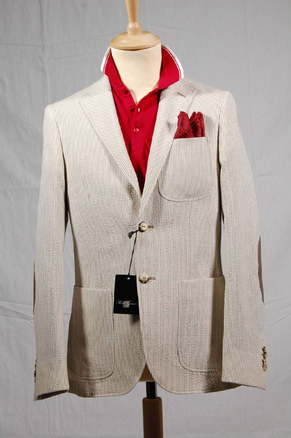 Piero Giachi Giacca in cotone Beige a righe Enormi sconti