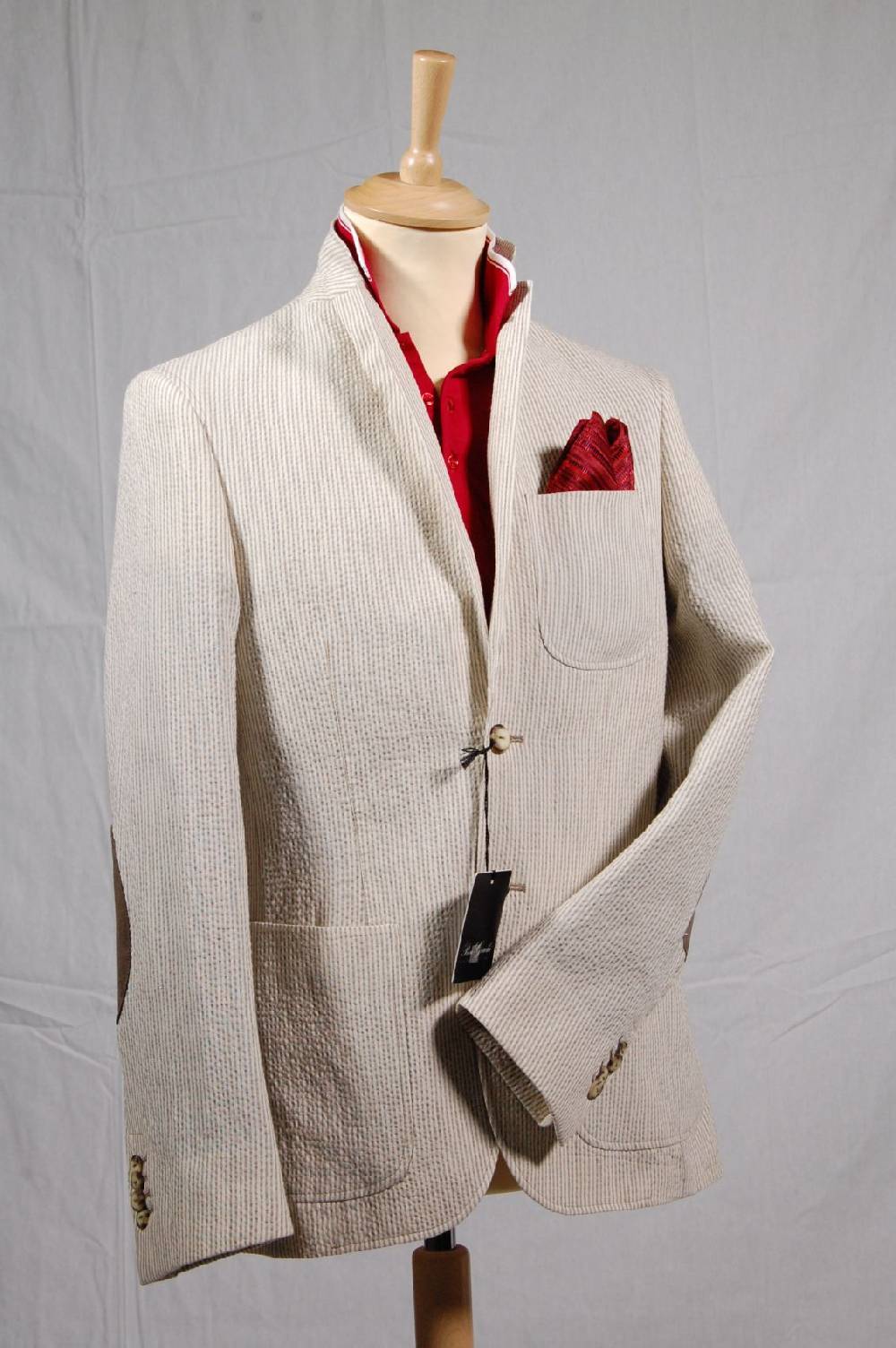 Piero Giachi Giacca in cotone Beige a righe Enormi sconti