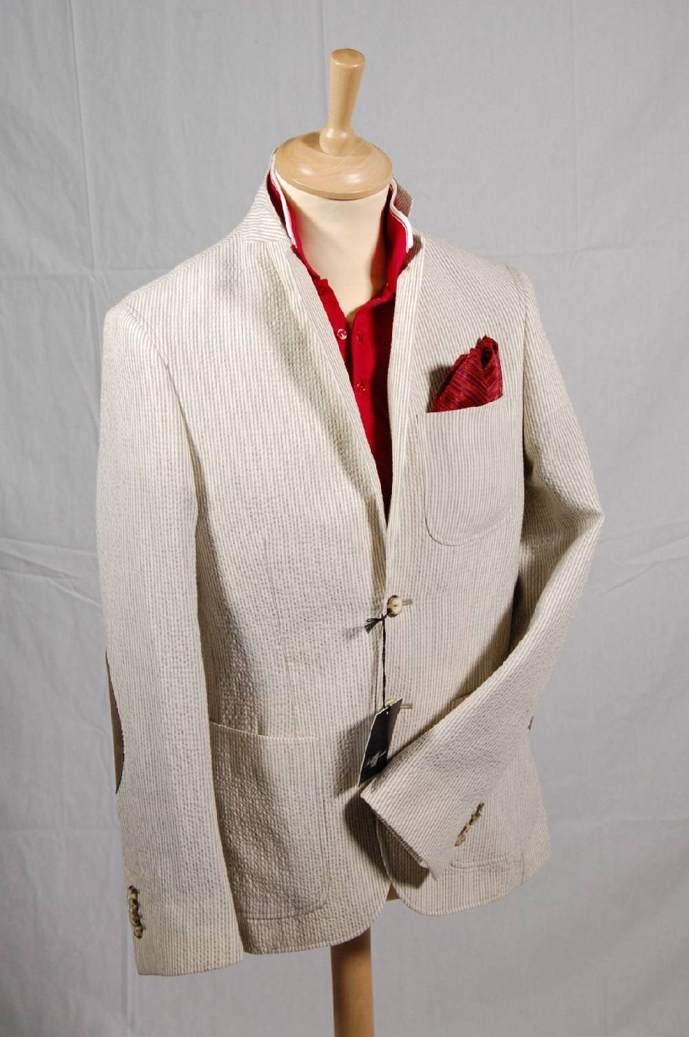 Piero Giachi Giacca in cotone Beige a righe Enormi sconti