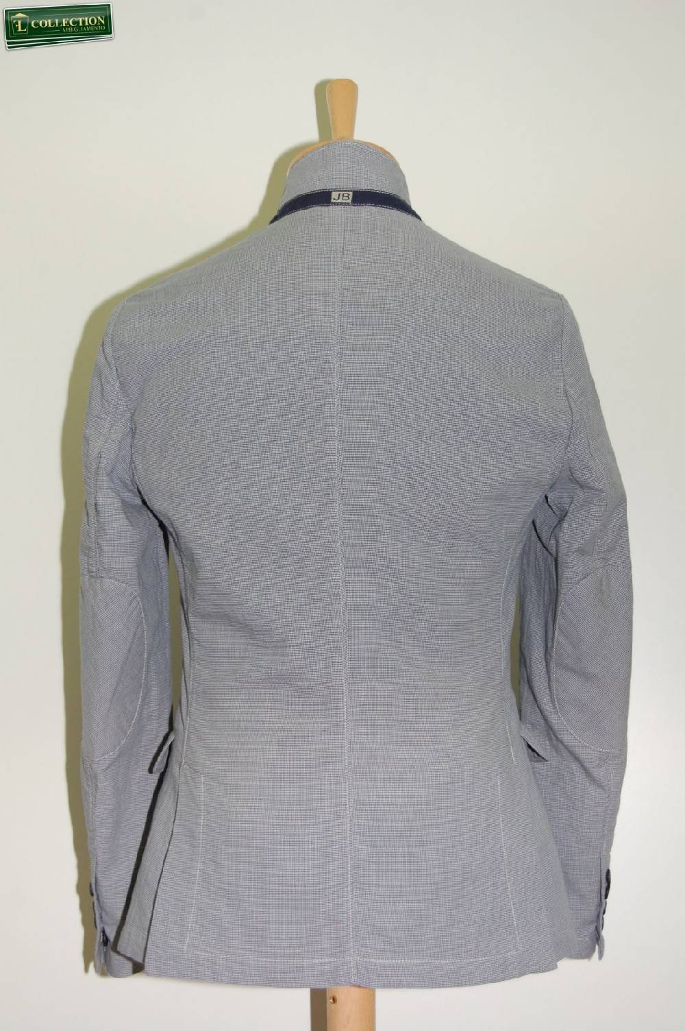 John Barritt Giacca moda cotone lavato micro quadro azzurro Trasporto libero internazionale