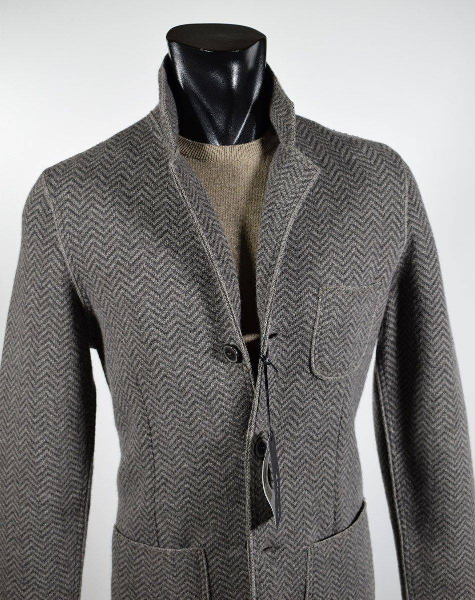 Become Giacca in maglia con toppe Become slim fit sfoderata tortora a spiga Esporta salva