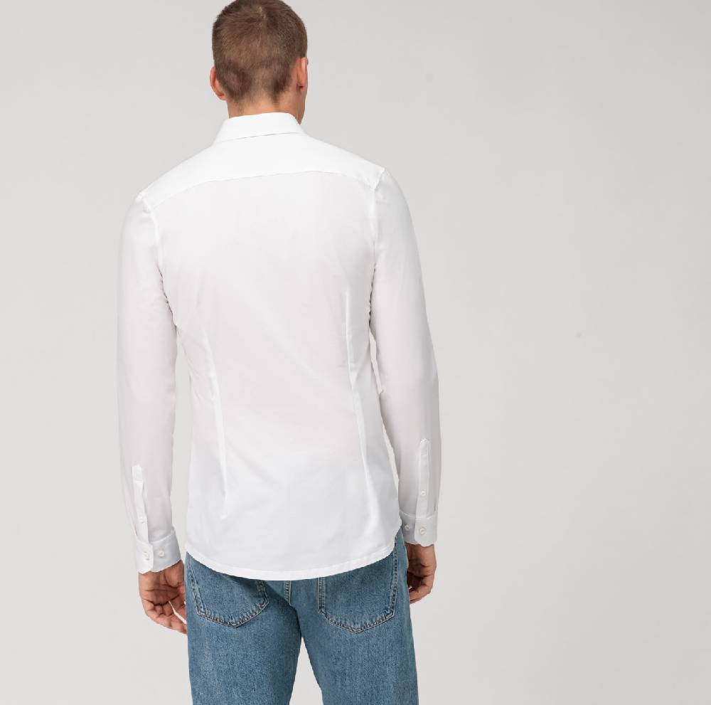 Olymp Camicia olymp bianca in jersey super slim fit Fino Al -60%