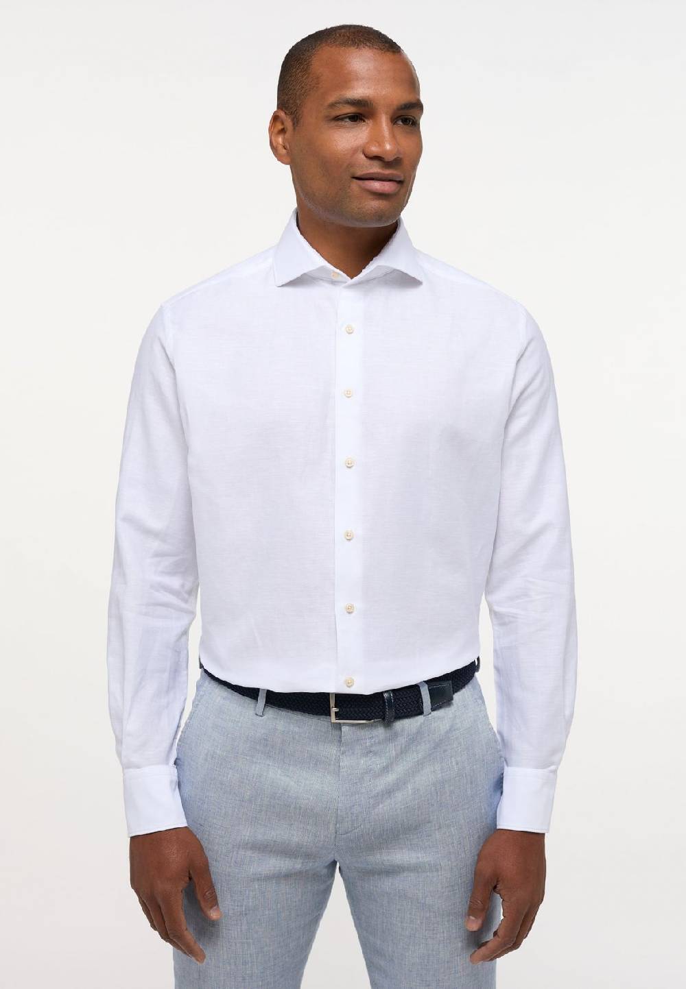 Eterna Camicia eterna in cotone e lino bianca modern fit Convenienza