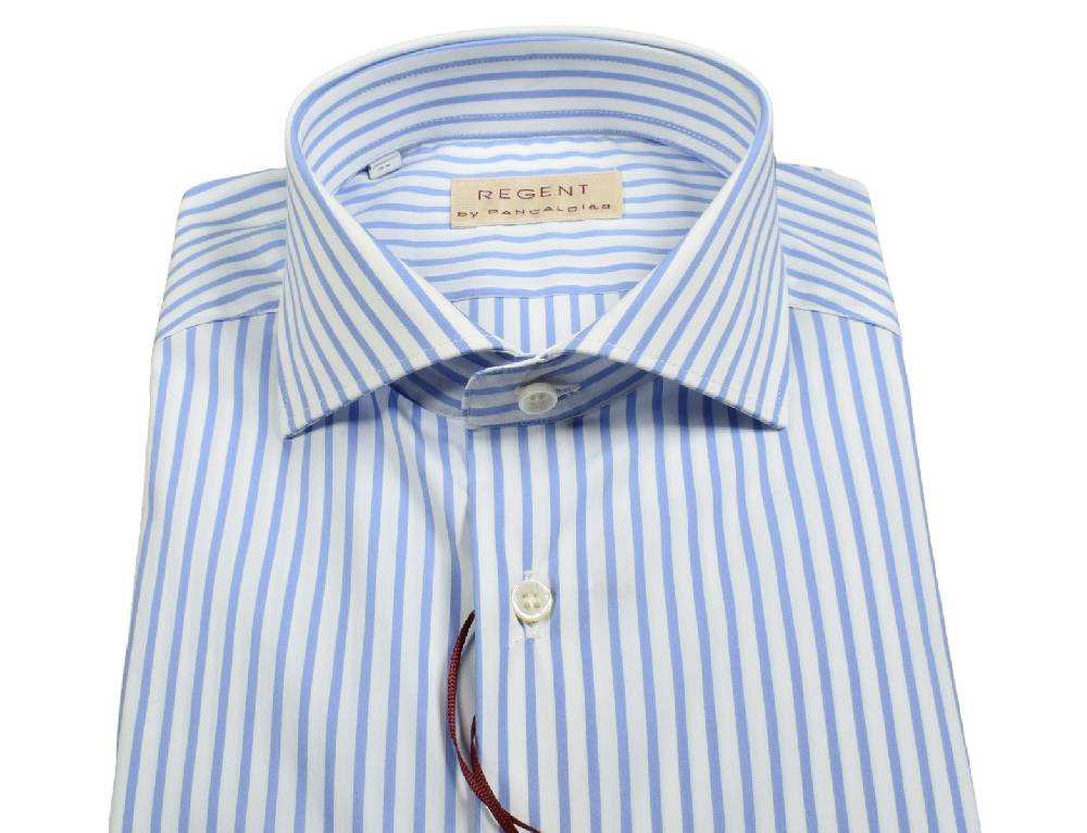 Regent by Pancaldi Camicia pancaldi slim fit a righe azzurro cotone stretch Novità