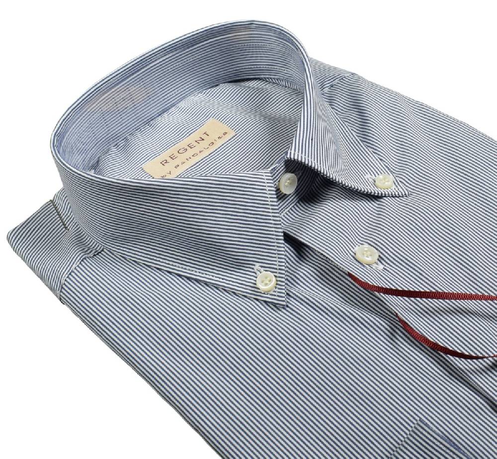 Regent by Pancaldi Camicia pancaldi a righe strette blu regular fit cotone stretch Presa