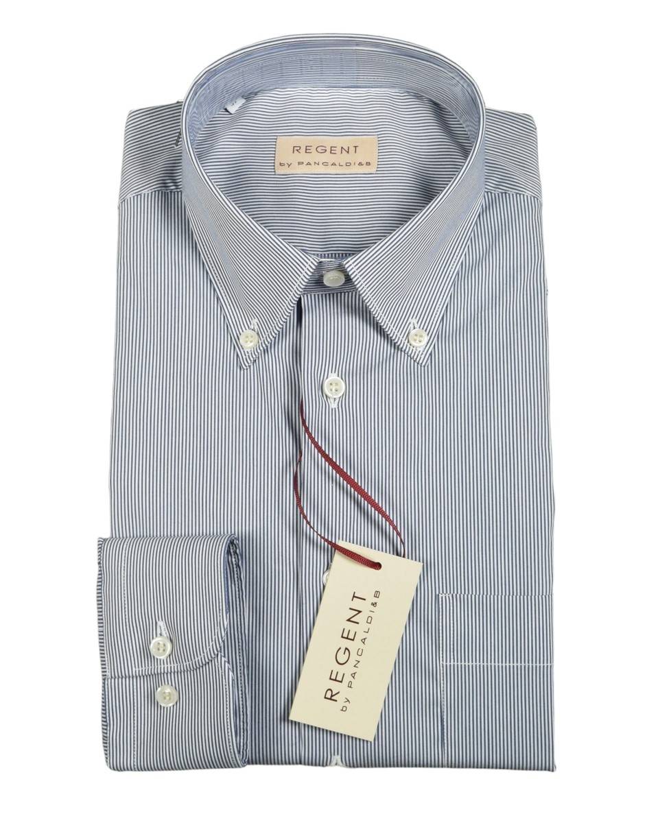 Regent by Pancaldi Camicia pancaldi a righe strette blu regular fit cotone stretch Presa
