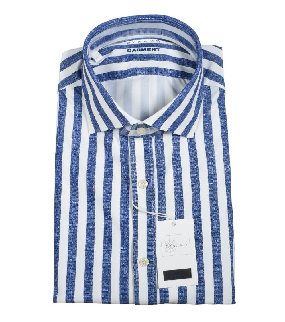 Ingram Camicia a righe blu ingram dynamo tessuto performante vestibilità slim fit Offerta
