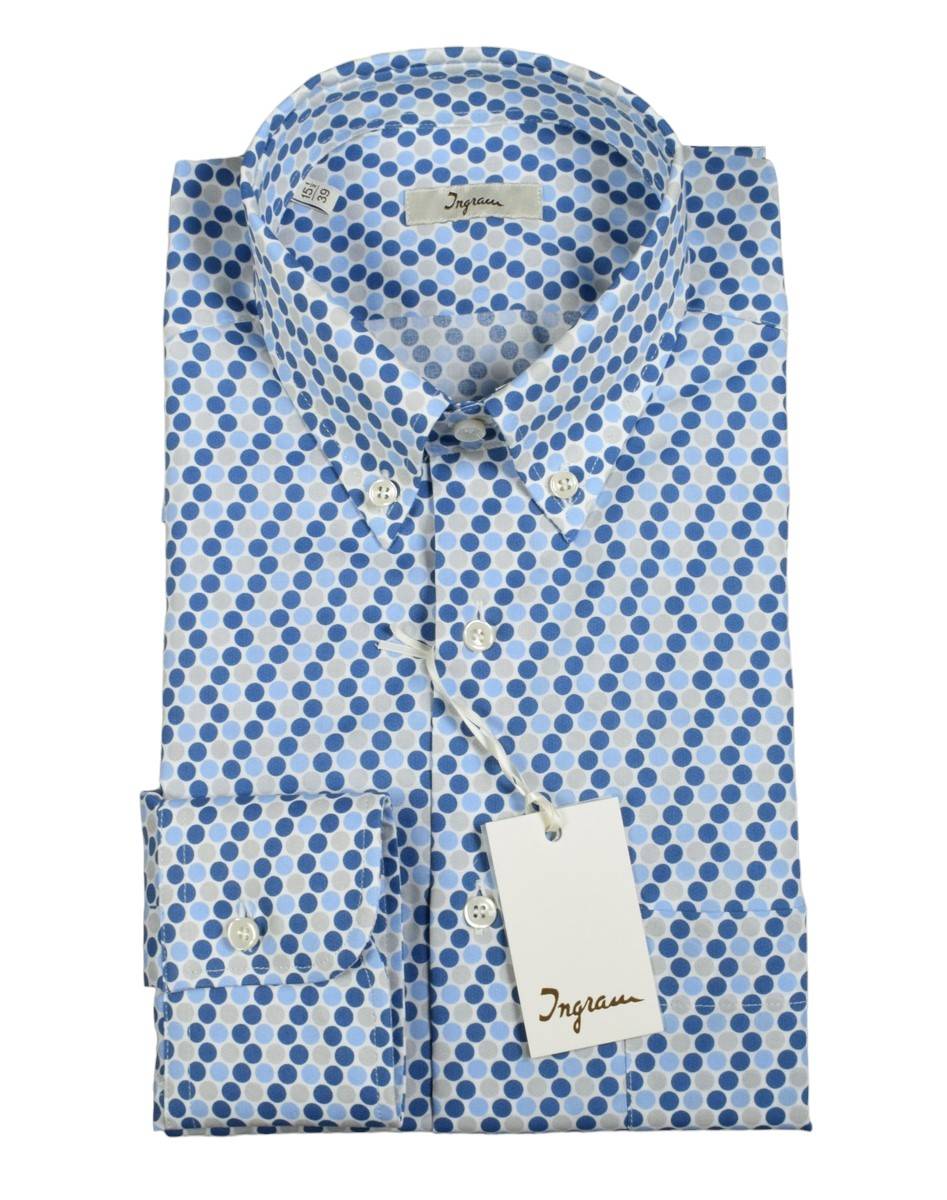 Ingram Camicia ingram button down fantasia geometrica cotone stretch Economico