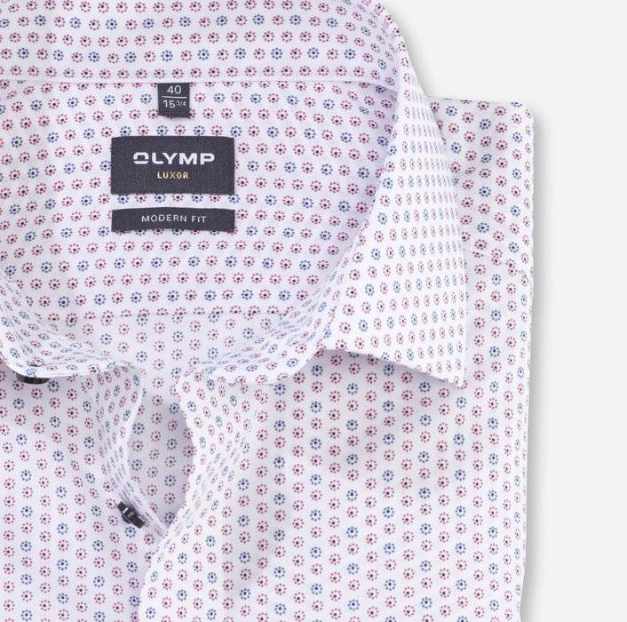 Olymp Camicia olymp luxor rossa in cotone stampato facile stiro In Vendita