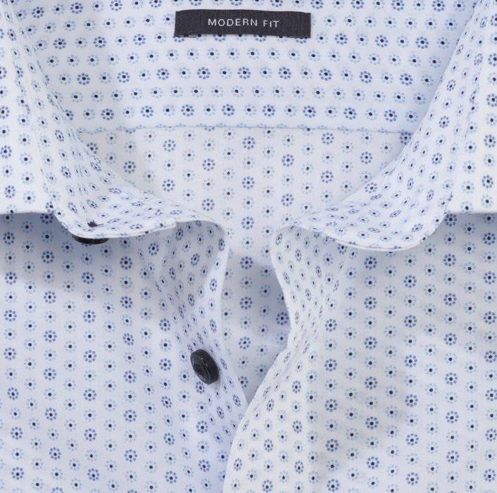 Olymp Camicia olymp luxor celeste in cotone stampato facile stiro Saldi