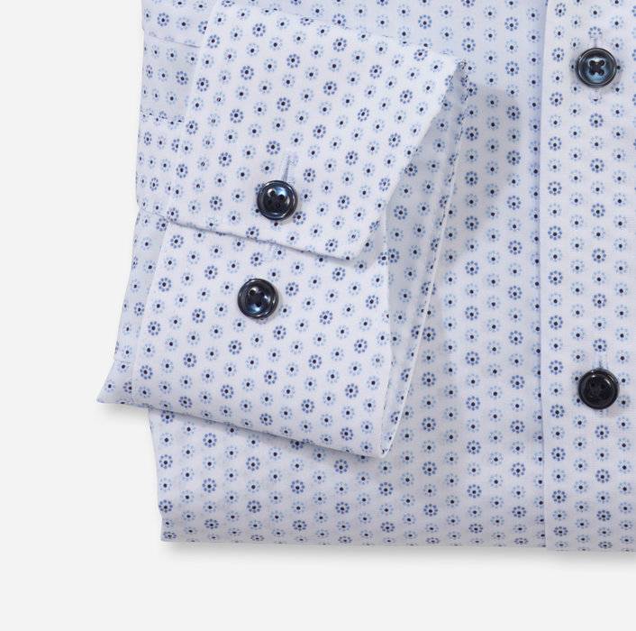 Olymp Camicia olymp luxor celeste in cotone stampato facile stiro Saldi